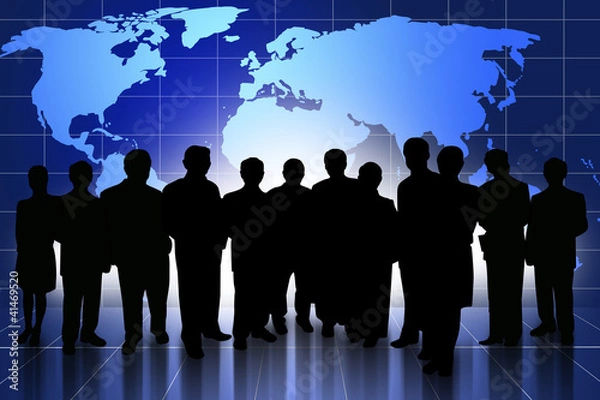 Obraz World map blue background