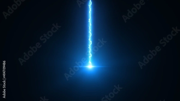 Fototapeta Laser beam falls from top to bottom, 3d rendering backdrop. Computer generated an electric discharge