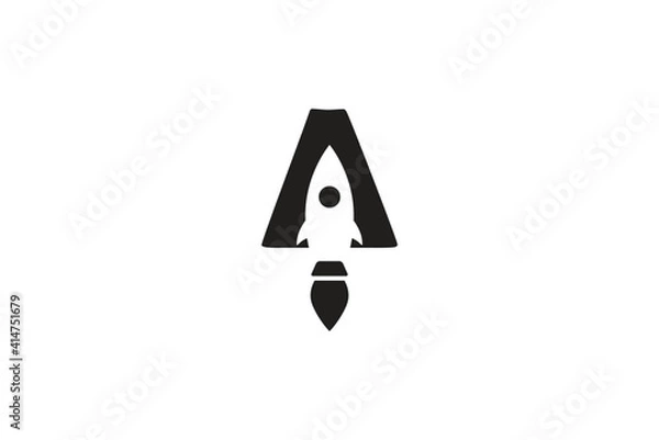 Fototapeta letter a rocket logo with negative space concept vector