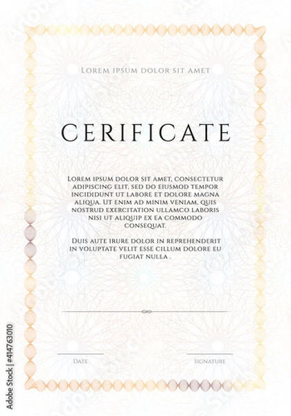 Obraz Winner luxury certificate, vertikal template design, blank diploma with guilloches