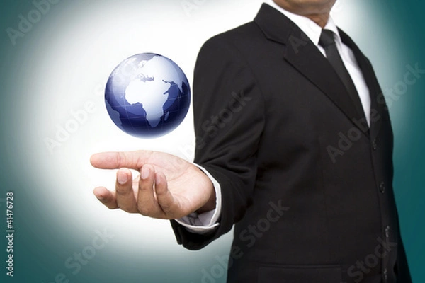 Obraz Hand holding business world