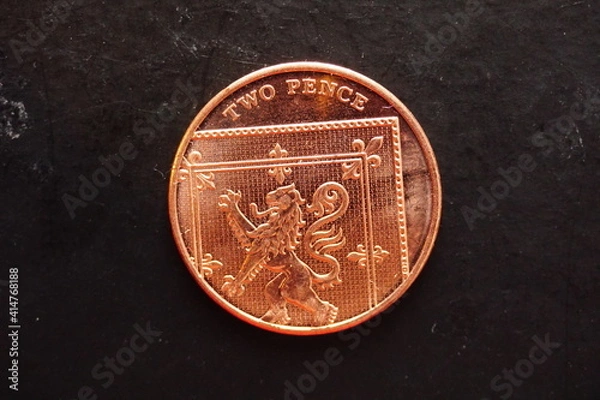 Fototapeta Macro closeup of  coins.