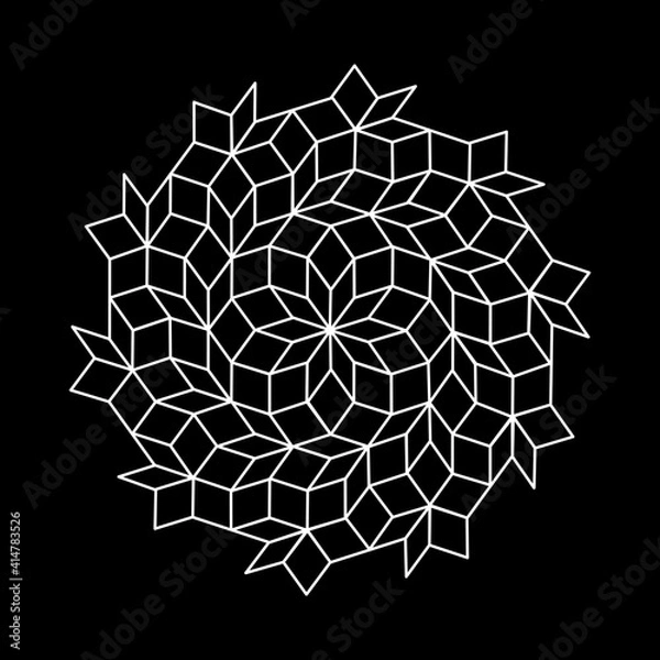 Obraz pattern parquet and penrose mosaics. black and white