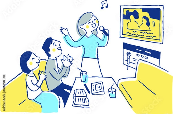 Fototapeta カラオケを楽しむ男女