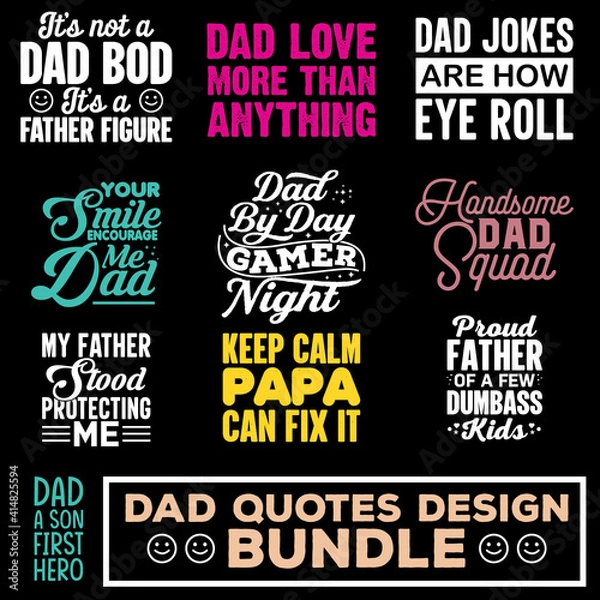 Fototapeta Father typography quote design for awesome dad for gift card, banner, vector, t-shirt, poster, print, label