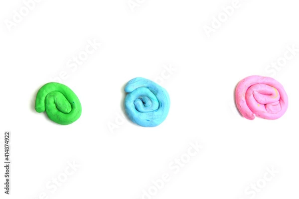 Fototapeta Circle Colors Plasticine Play Dough Modeling Clay on White background