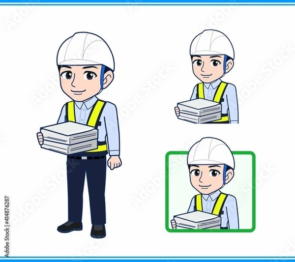 Fototapeta 工事現場にいる誘導員