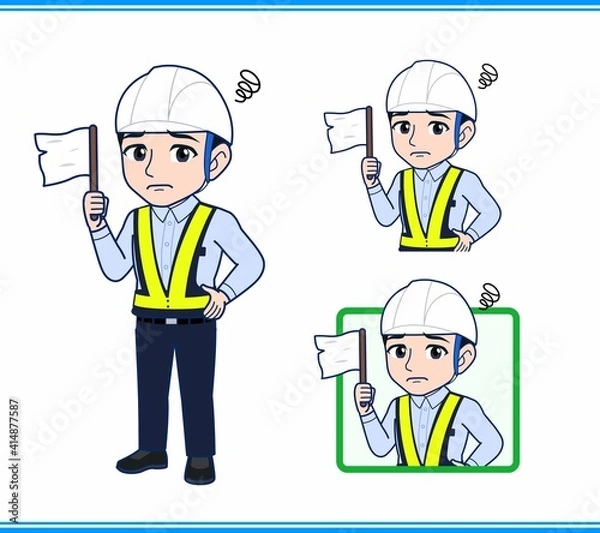 Fototapeta 工事現場にいる誘導員