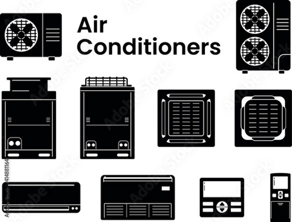 Obraz Illustration Icon of Air conditioners (black)