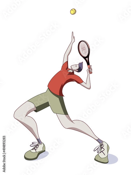 Obraz A tennis player serving. Sports game - vector illustration