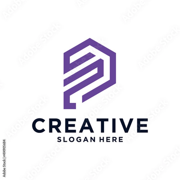 Obraz Initials Letter P Logo Linear luxury design vector template