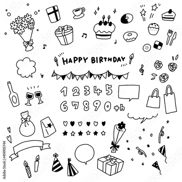 Obraz 手描き　誕生日セット