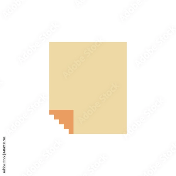 Fototapeta Paper blank sheet pixel art web site icon. Video game 8-bit sprite. Isolated vector illustration. Symbol, logo, sticker design.