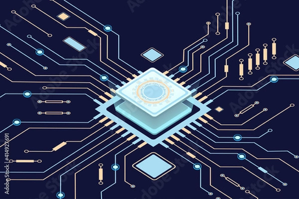 Obraz Circuit board. Microchip. Microprocessor.