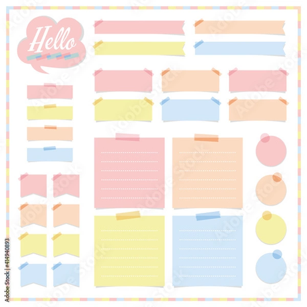 Fototapeta A collection of colorful pastel labels.　Perfect for websites and blogs. White background