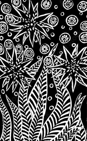 Obraz black and white distressed pattern
