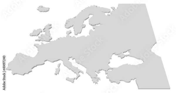 Obraz 3D Black and White Country Map of Europe