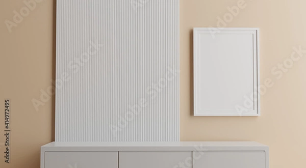 Fototapeta mock up poster frame in modern interior background, 3D rendering