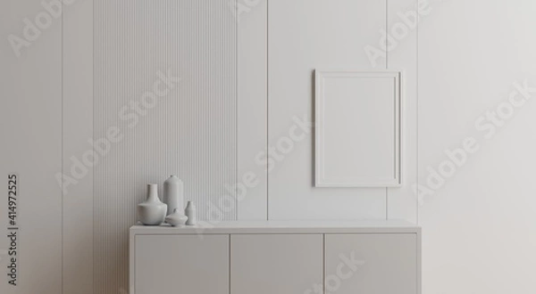 Obraz mock up poster frame in modern interior background, 3D rendering