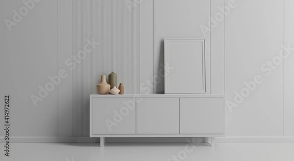 Obraz mock up poster frame in modern interior background, 3D rendering