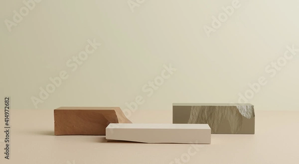 Obraz minimal cosmetics rectangle stand in pastel background,3d rendering