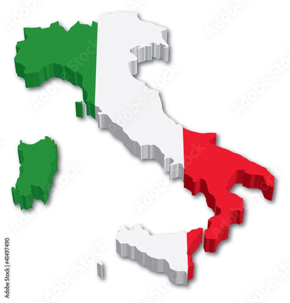 Obraz 3D Italy map with flag