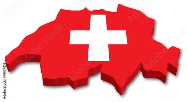 Obraz 3D Swiss map with flag