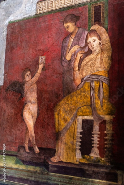 Fototapeta Mural fresco of the Villa of the Mysteries, Pompeii, Italy