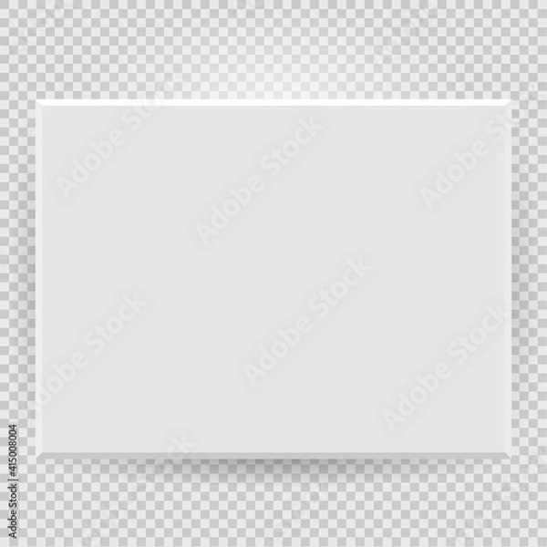 Fototapeta Set Presentation square restangle picture frame design with shadow on transparent background. 3D Board Banner on isolated clean blank wall. Vector illustration EPS10 for photo, image, text promotional
