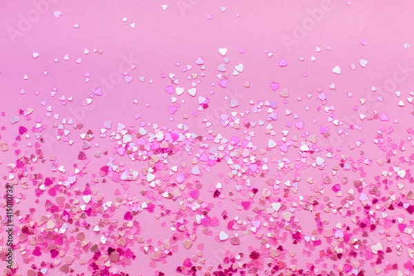 Obraz Abstract background of pink heart-shaped sparkles.