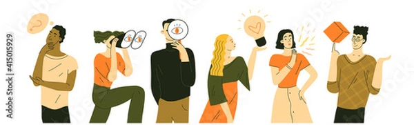 Obraz Our team portraits, businessmen and businesswomen. Business creative concept. Flat vector illustration in trendy style.