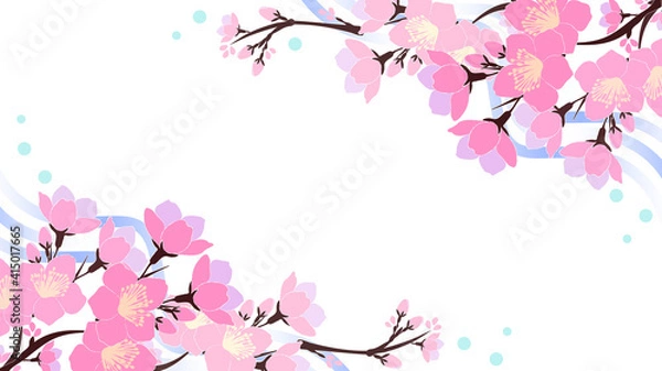 Fototapeta 桜の花・イラスト背景素材