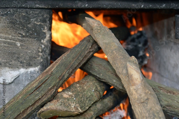 Obraz fire in the fireplace