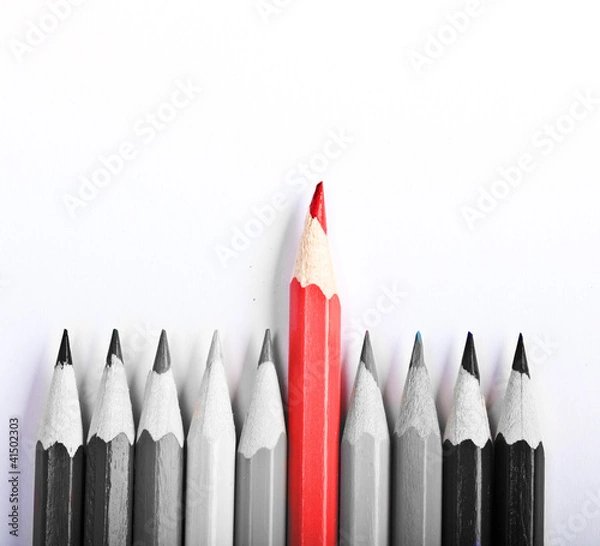 Obraz Red Pen standing out, over white background
