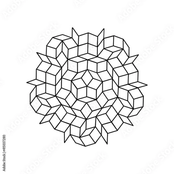 Obraz pattern parquet and penrose mosaics. black and white