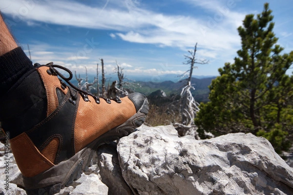 Obraz hiking boot on stone