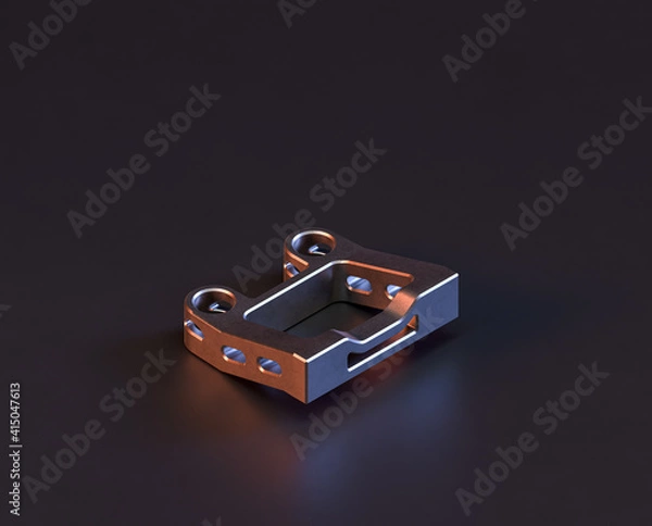 Fototapeta Shiny metal mechanical spare small part of machine in machinery and automotive industry, 3d rendering, isometric