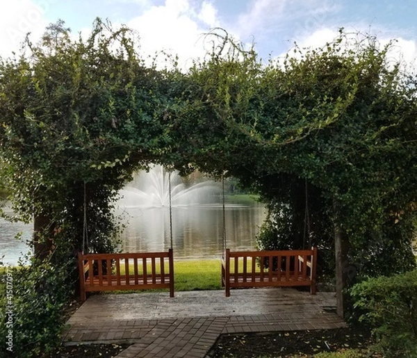 Obraz bench in the garden