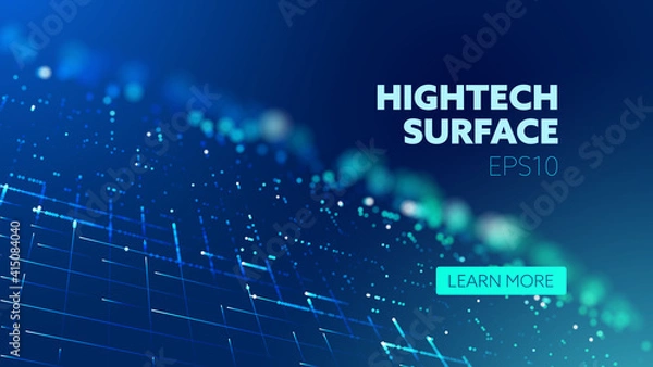 Fototapeta Future technology. Hightech electronic cloth. Particle grid. Cloud network. IOT ai science