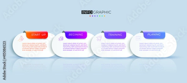 Fototapeta Infographic vector illustration Thin Line Connection on  theme chart origami paper color info-graphic template for diagram presentation chart and business concept with element options

