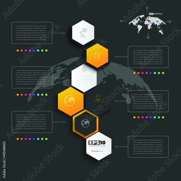 Fototapeta Business design arrow template Timeline business planning process with options, steps. Vector illustration. use for presentation and web design organization with Gradient colors