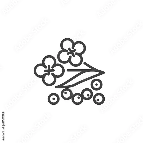 Obraz Mustard flower line icon. linear style sign for mobile concept and web design. Mustard herb outline vector icon. Symbol, logo illustration. Vector graphics