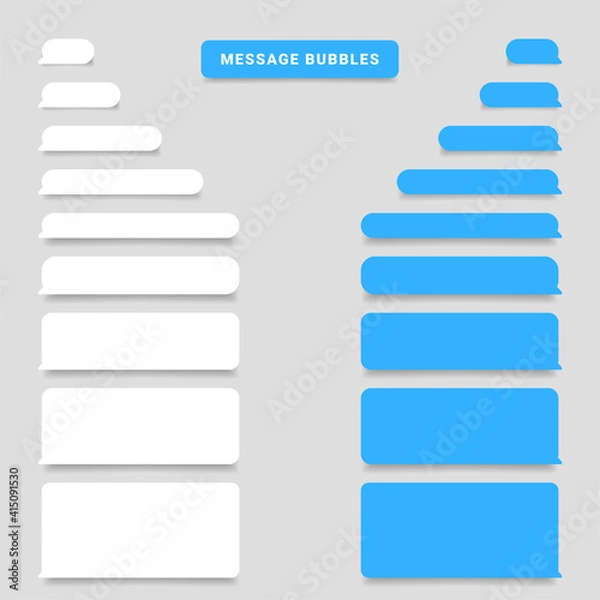 Obraz Smartphone message bubbles. Blank template messenger for conversation or talk. White and blue interface. Illustration vector