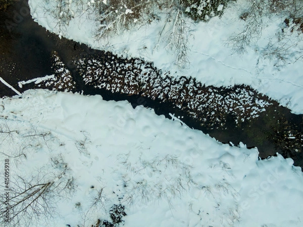 Fototapeta Winter forest and river