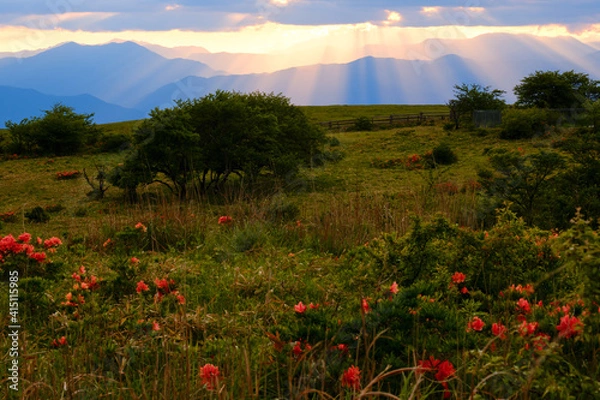 Fototapeta 高ボッチ高原の夕暮れの景色　　初夏　長野県塩尻市