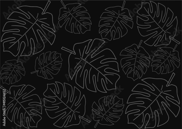 Fototapeta Vector illustration abstraction of contour leaves on a gray background