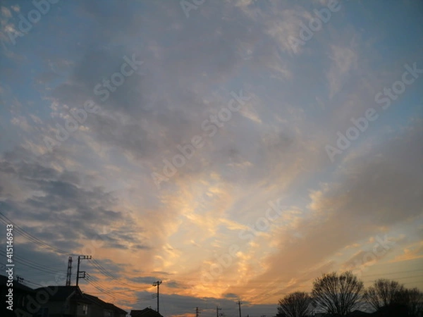 Fototapeta 冬の夕暮れの住宅街