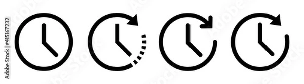 Obraz Clock with arrow circle. Time icon symbol isolated on white background. Vector illustration design.
