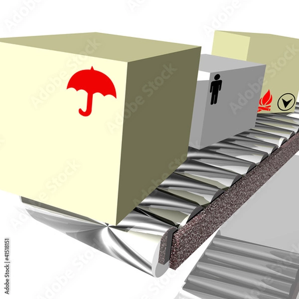 Obraz boxes on a conveyor belt