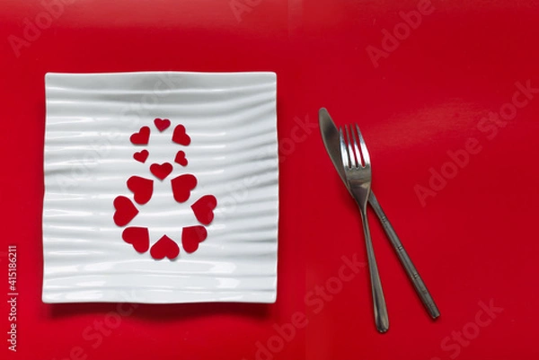 Fototapeta red hearts composing an eight figure as a symbol of woman's day